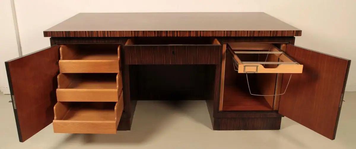 Schöner Freisteher Bauhaus Schreibtisch aus Makassar Antik Kolosseum 5