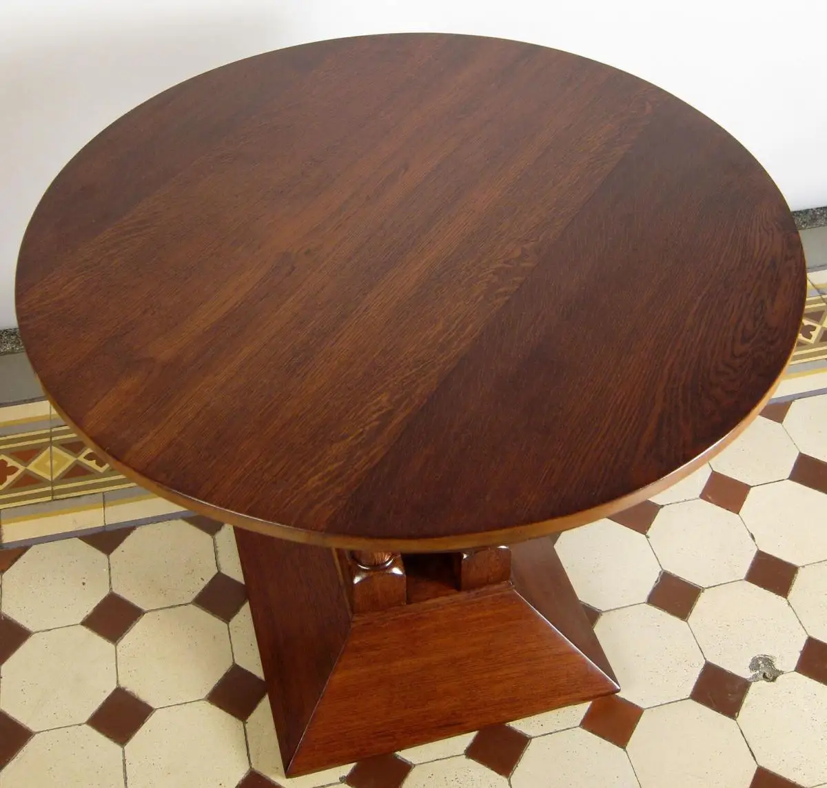 Restaurierter Berliner Jugendstil Eiche Sofatisch / Spieltisch Antik Kolosseum 3