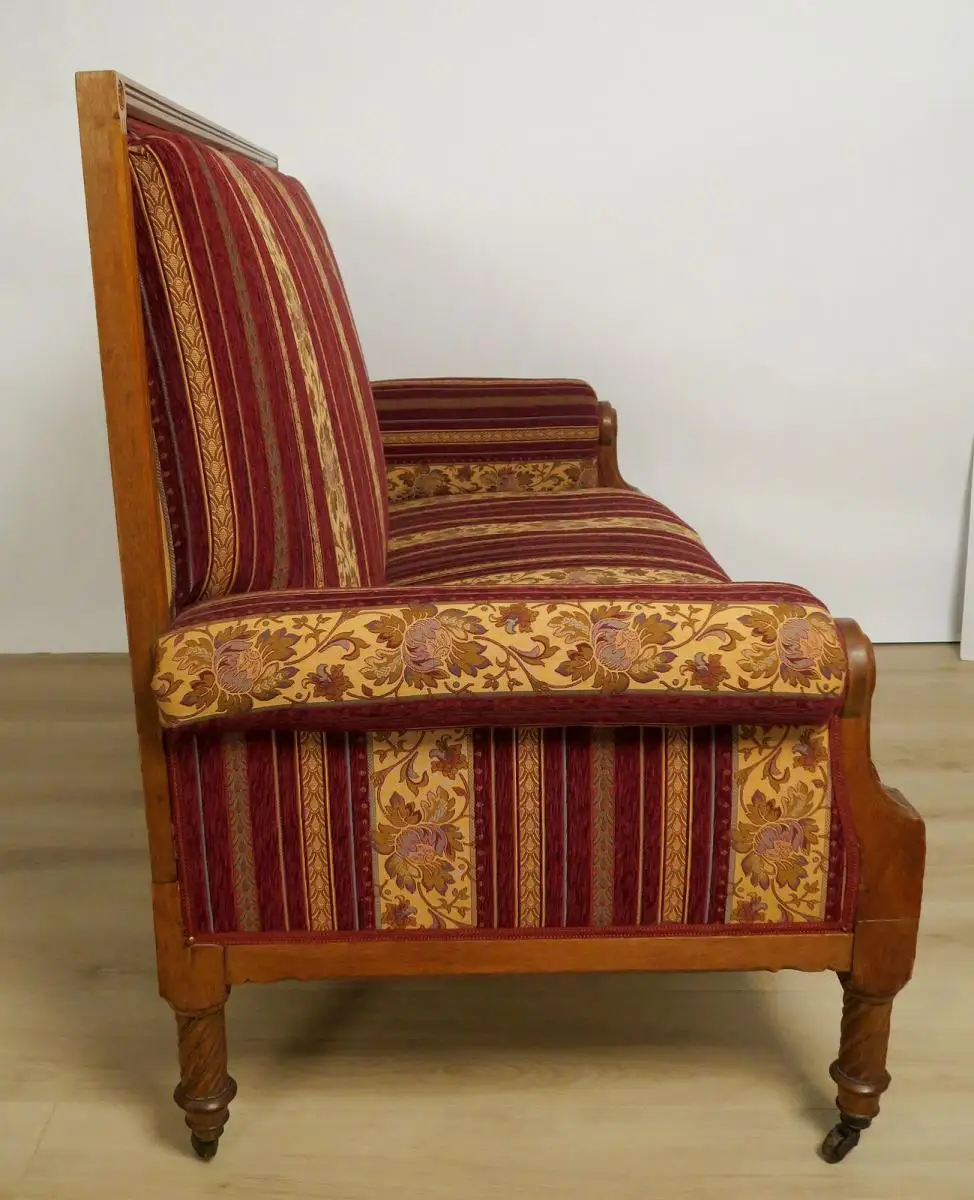 Elegantes Gründerzeit Sofa / Couch aus Nussbaum Antik Kolosseum 2