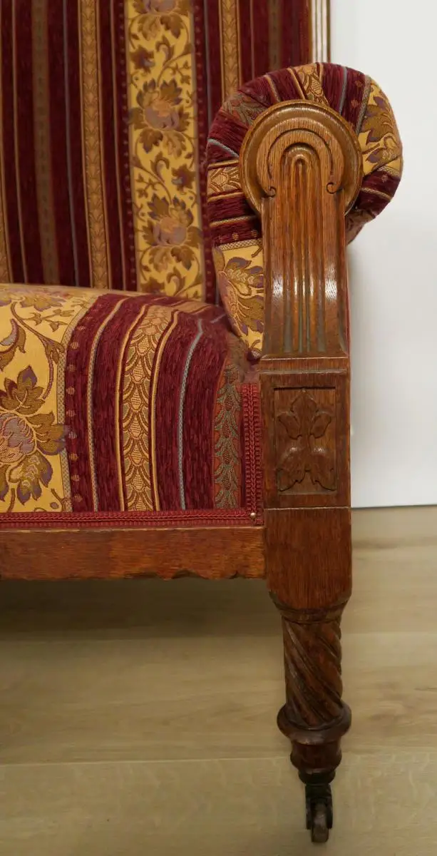 Elegantes Gründerzeit Sofa / Couch aus Nussbaum Antik Kolosseum 4