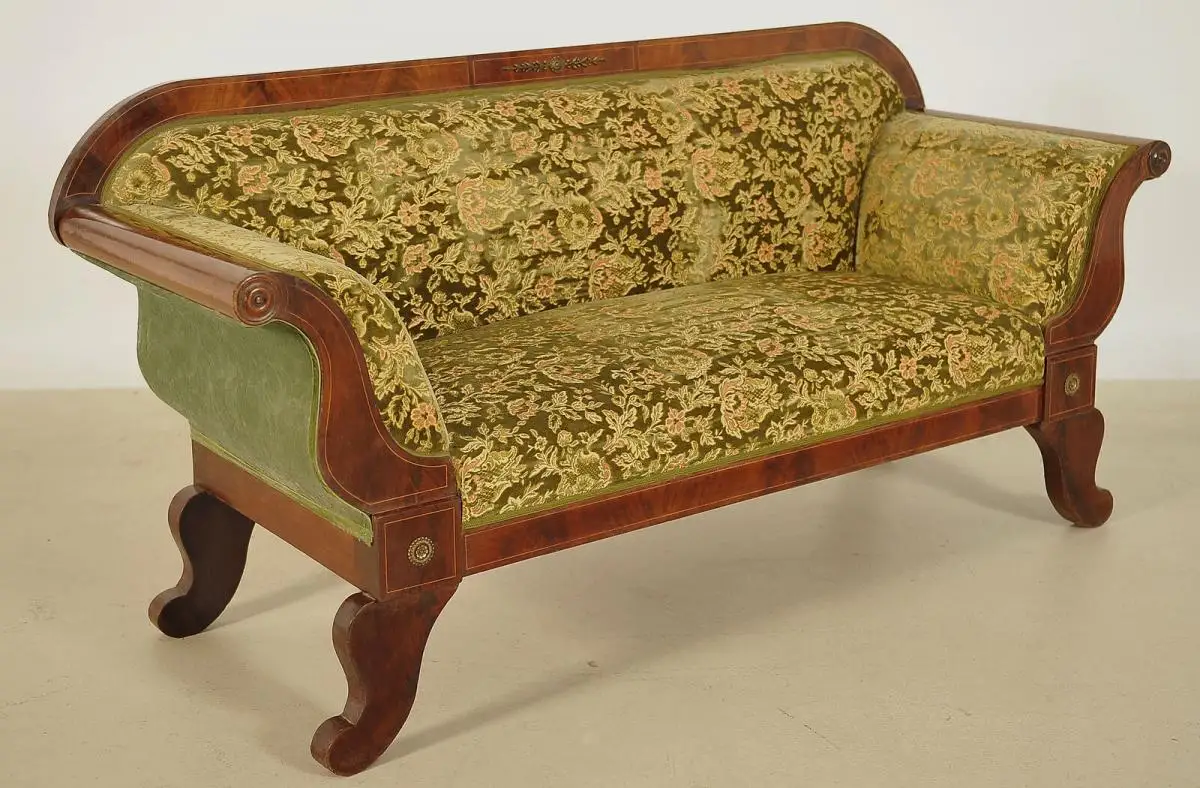 Elegantes Biedermeier Sofa mit Intarsien und Bronzemedallions Antik Kolosseum 2