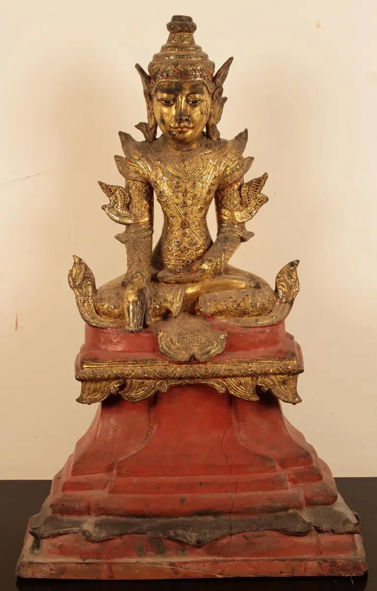 Museale original Burmesische Buddafigur gefertigt um 1900 Antik Kolosseum 0