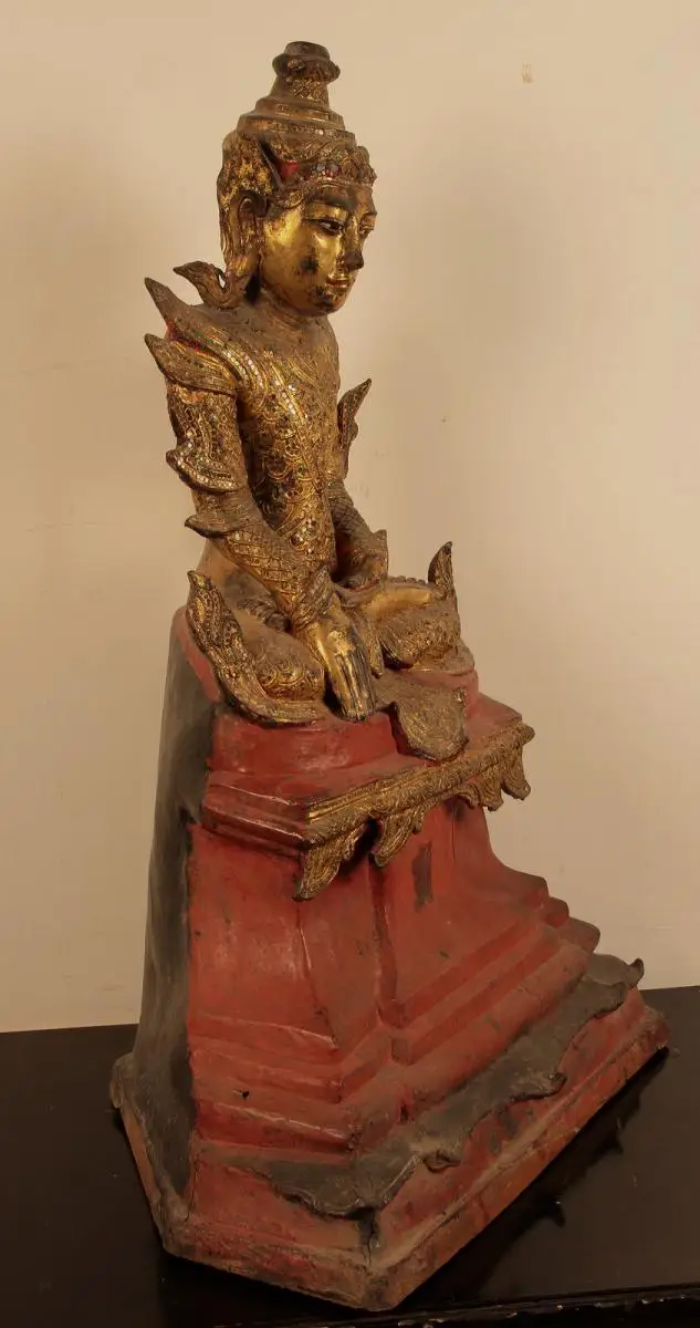 Museale original Burmesische Buddafigur gefertigt um 1900 Antik Kolosseum 1