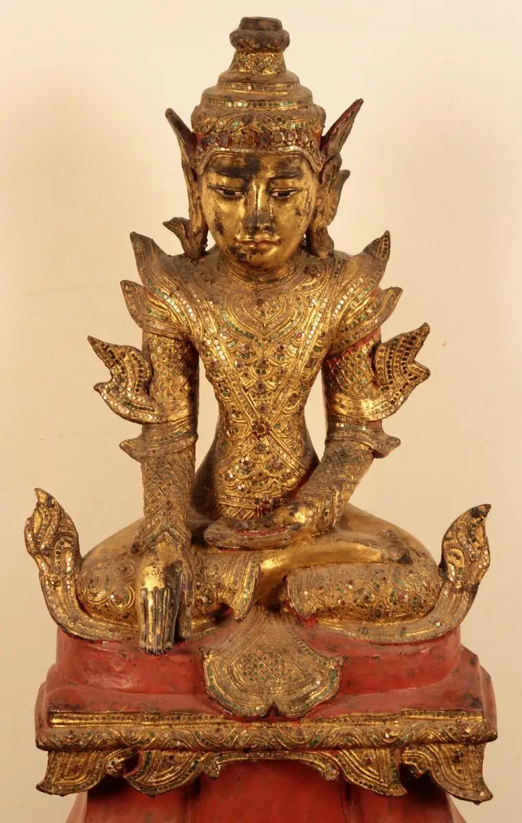 Museale original Burmesische Buddafigur gefertigt um 1900 Antik Kolosseum 3