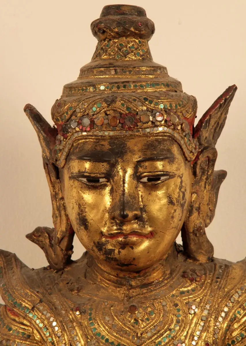 Museale original Burmesische Buddafigur gefertigt um 1900 Antik Kolosseum 7
