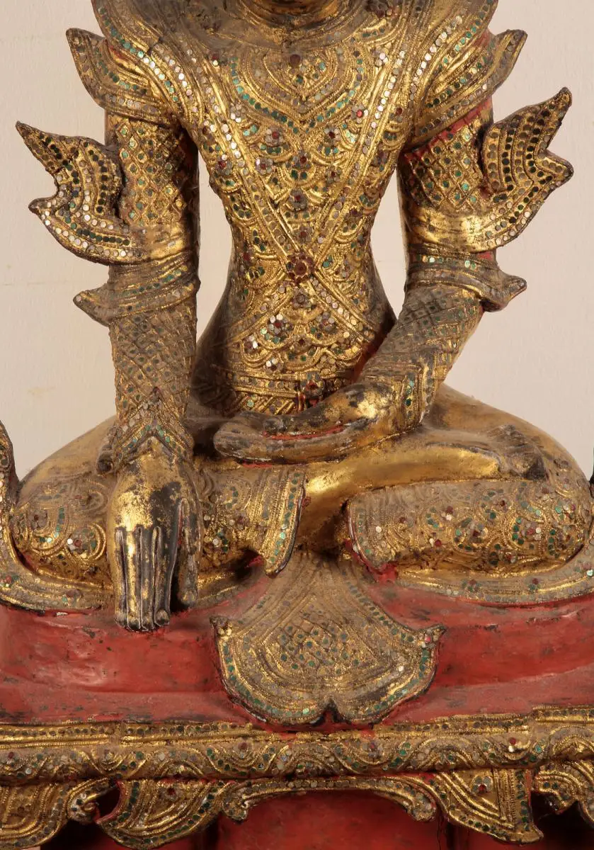 Museale original Burmesische Buddafigur gefertigt um 1900 Antik Kolosseum 8