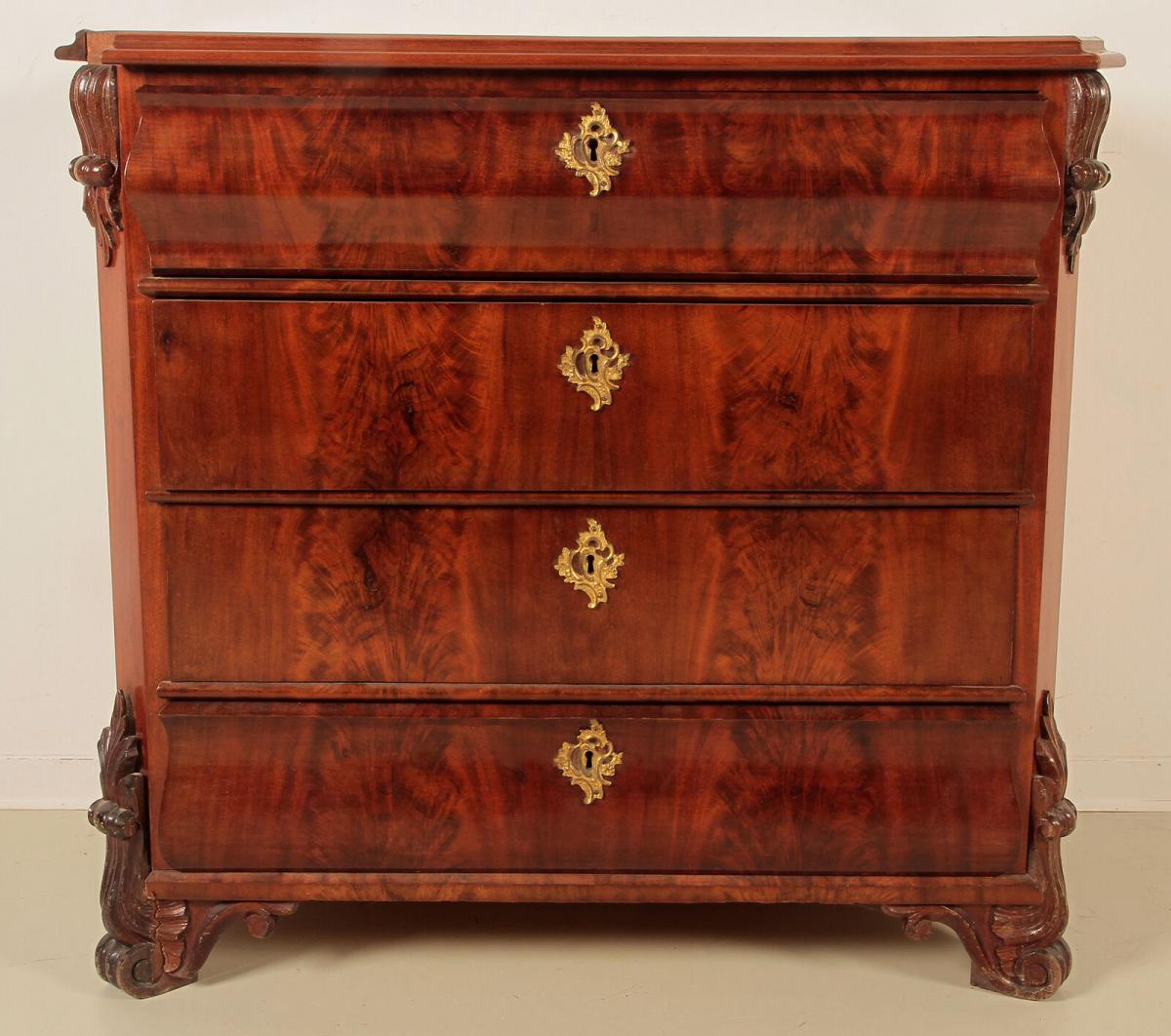 Louis Philippe Kommode aus Mahagoni mit vier Schüben Antik Kolosseum Nr