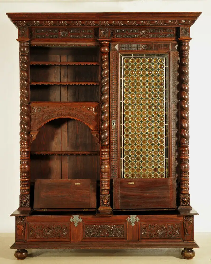 Bücherschrank aus dem Danziger Barock mit Zopfsäulen Antik Kolosseum 2