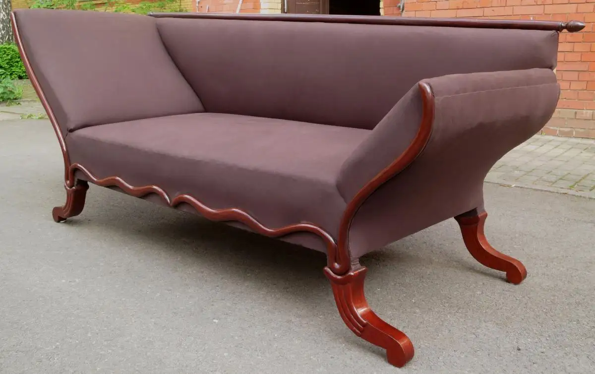 Elegante Mahagoni Biedermeier Chaiselongues / Ottomane / Sofa Antik Kolosseum 3