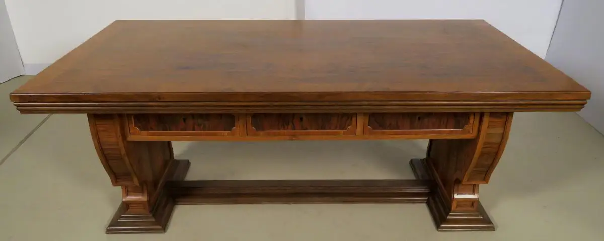 Einzigartiger Schreibtisch mit Auszugsplatten und Intarsien Antik Kolosseum 2