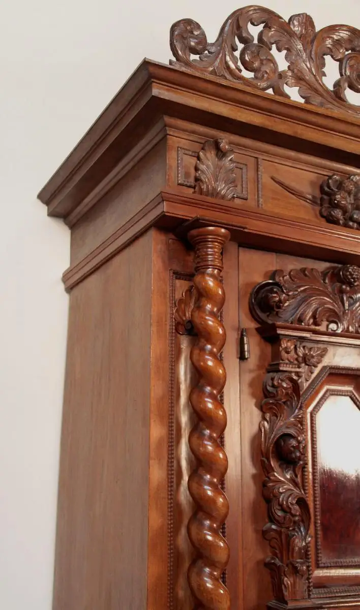 Original Barock Fassadenschrank um 1750 mit gedrehten Zopfsäulen Antik Kolosseum 5