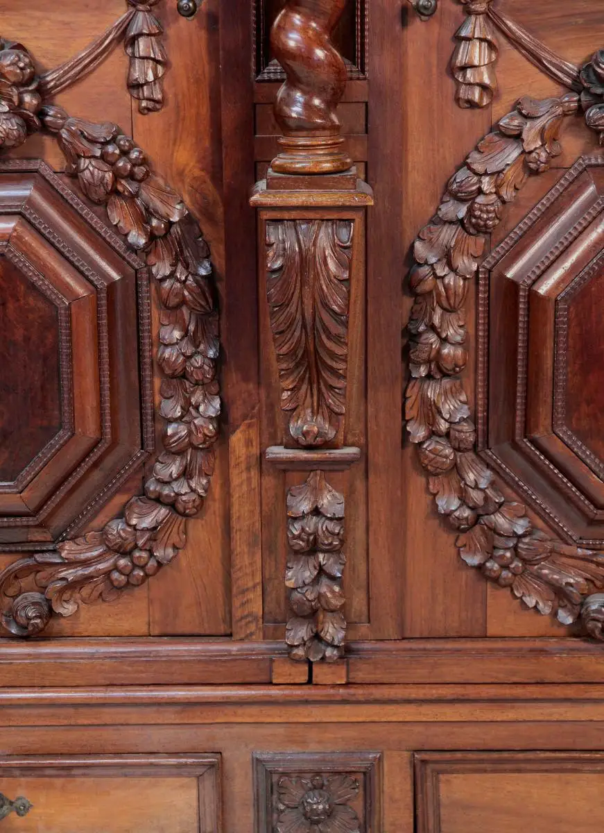 Original Barock Fassadenschrank um 1750 mit gedrehten Zopfsäulen Antik Kolosseum 8
