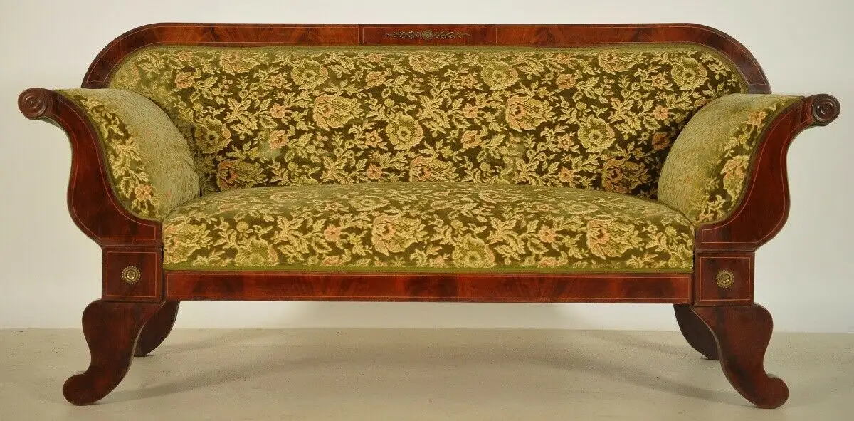 Elegantes Biedermeier Sofa mit Intarsien und Bronzemedallions Antik Kolosseum 2