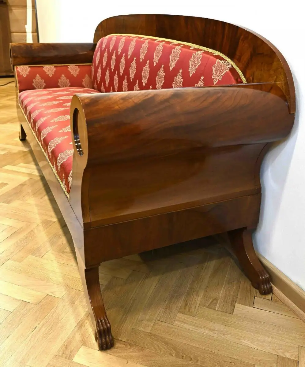 Restauriertes Biedermeier Walzen- Sofa aus Mahagoni Antik Kolosseum 4