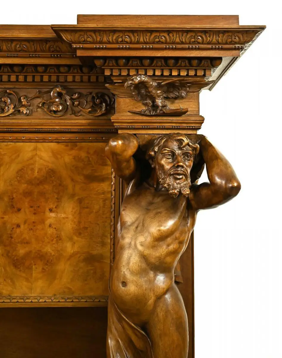 Zwei seltene Bücherschränke / Barschränke aus der Neorenaissance Antik Kolosseum 10