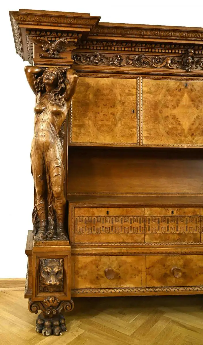 Zwei seltene Bücherschränke / Barschränke aus der Neorenaissance Antik Kolosseum 8