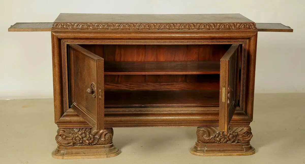 Kleines kassettiertes Sideboard gefertigt um 1900 aus Eiche Antik Kolosseum 2