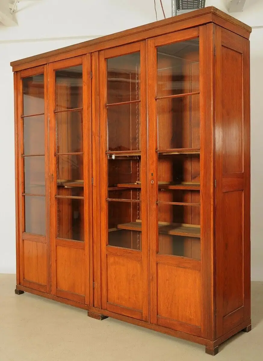 Vierteilige Jugendstil Bibliothek / Bücherschrank aus Weichholz Antik Kolosseum 3