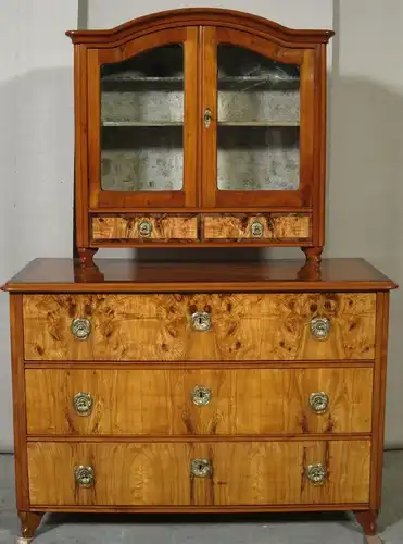 Elegante restaurierte süddeutsche Biedermeier Aufsatz - Vitrine Antik Kolosseum