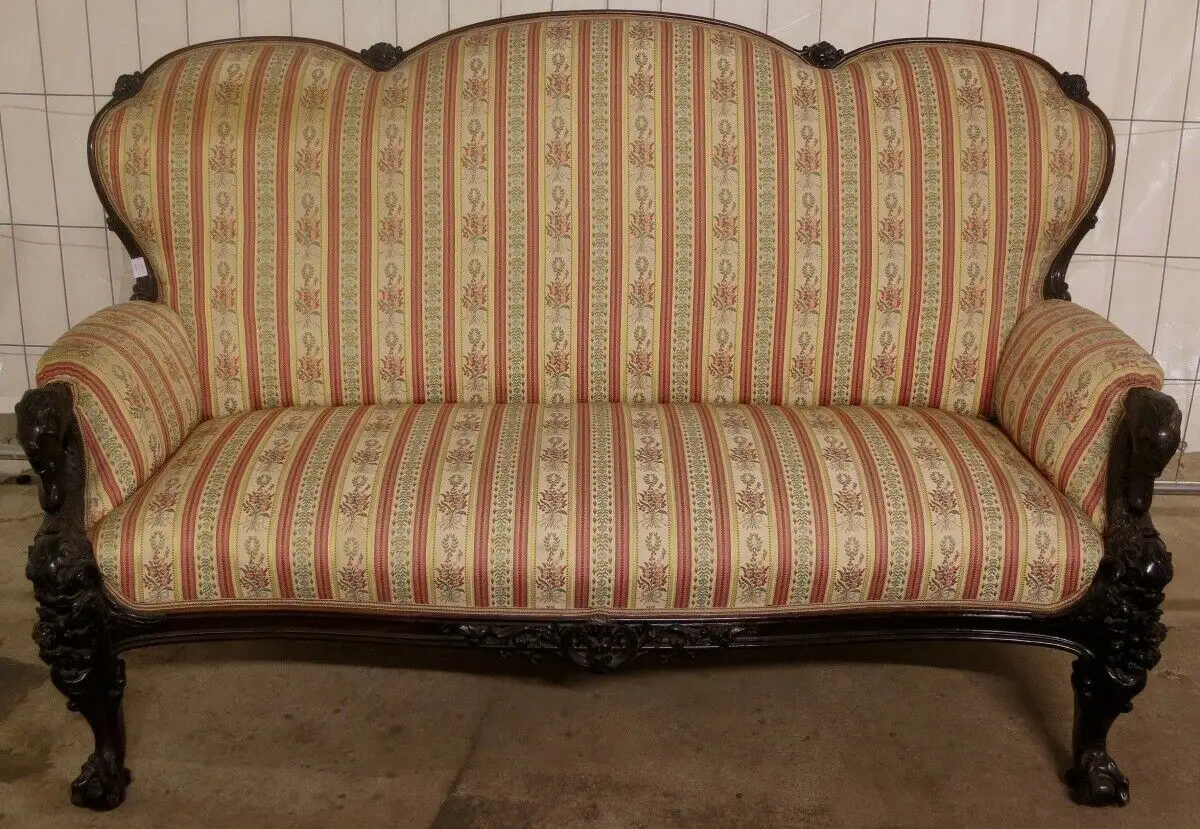 Louis Philippe Sofa mit geschnitzten Schwänen gefertig um 1880 Antik Kolosseum 0