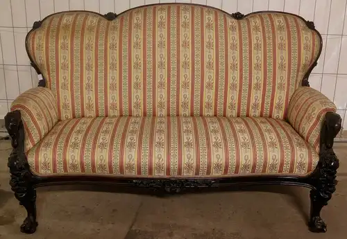 Louis Philippe Sofa mit geschnitzten Schwänen gefertig um 1880 Antik Kolosseum