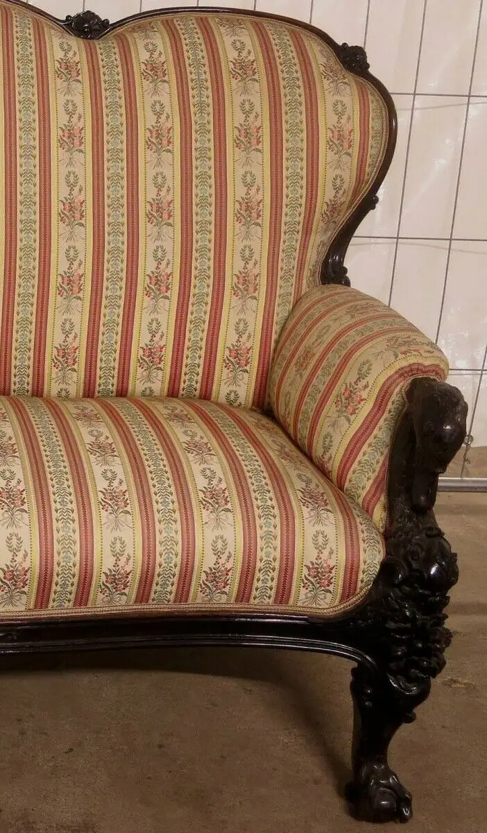 Louis Philippe Sofa mit geschnitzten Schwänen gefertig um 1880 Antik Kolosseum 1