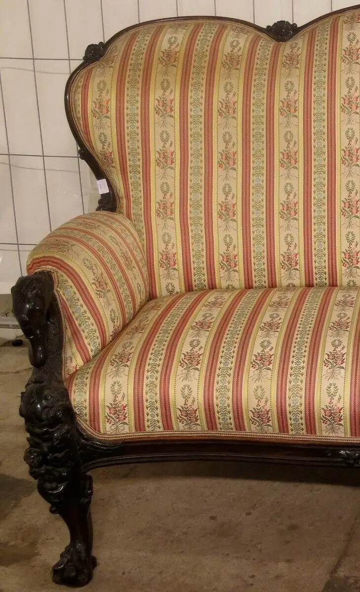 Louis Philippe Sofa mit geschnitzten Schwänen gefertig um 1880 Antik Kolosseum 3