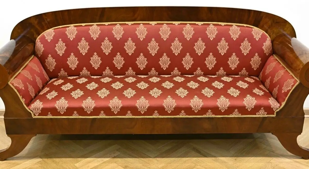 Restauriertes Biedermeier Walzen- Sofa aus Mahagoni Antik Kolosseum 2
