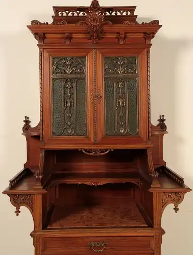 Eleganter Gründerzeit Kabinettschrank mit Butzenscheiben um 1900 Antik Kolosseum