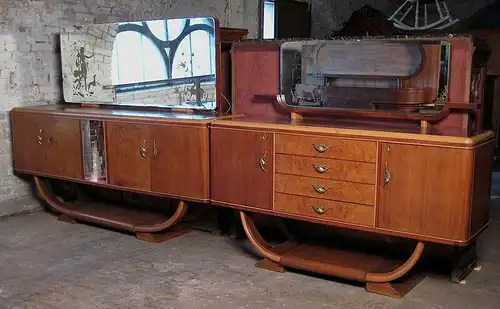 Zwei elegante französische Art Deco Buffets / Spiegelanrichten Antik Kolosseum