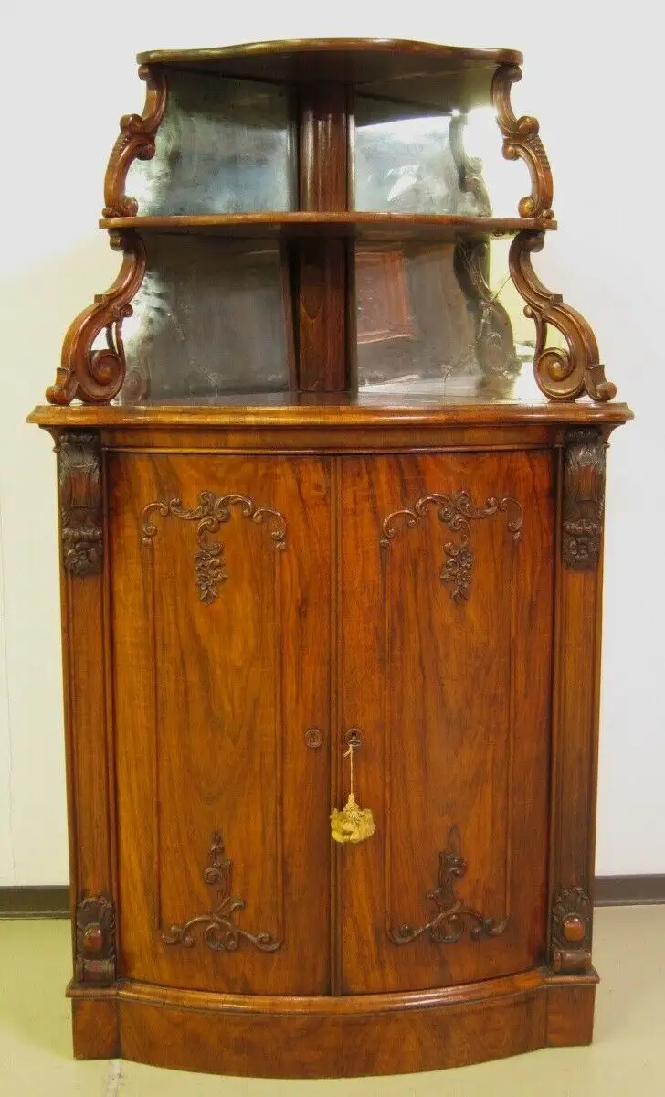 Berliner Nussbaum Louis Philippe Eckschrank / Eckvertiko Antik Kolosseum 1