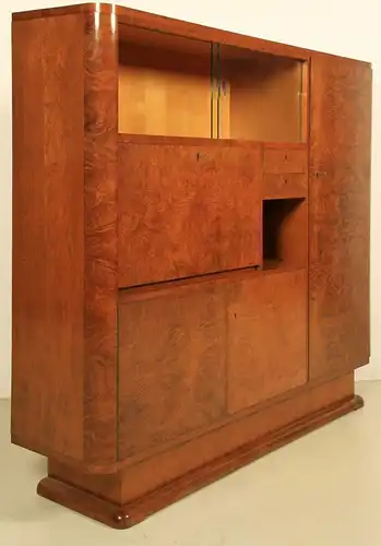 Heller Art Deco Kabinettschrank / Bücherschrank mit Sekretär Antik Kolosseum