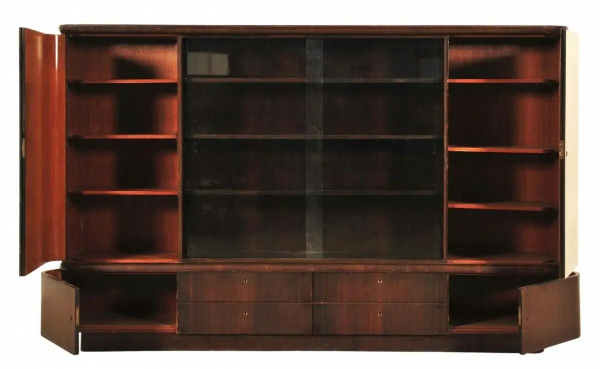 Großer Art Deco Bücherschrank / Kanzleischrank aus Palisander Antik Kolosseum 1