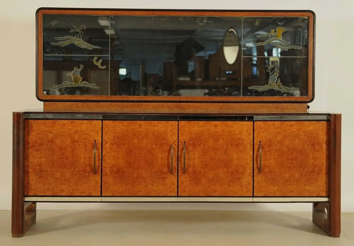 Mondänes Art Deco Sideboard aus Palisander / Birkenholz Antik Kolosseum 0