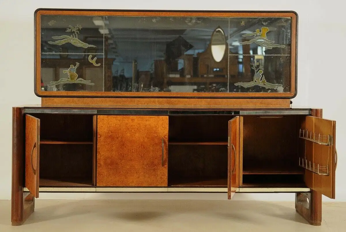 Mondänes Art Deco Sideboard aus Palisander / Birkenholz Antik Kolosseum 2