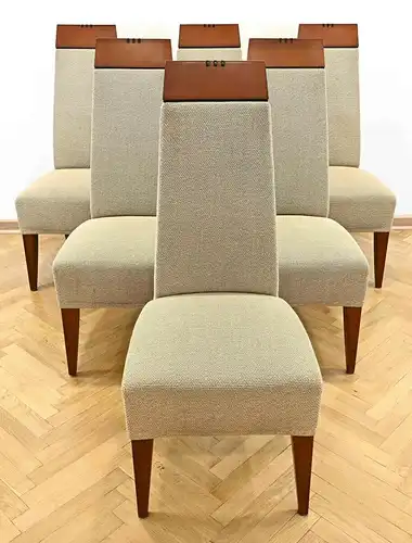 Fünf elegante Nussbaum Stühle aus dem Art Deco Antik Kolosseum