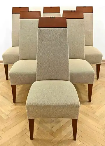 Fünf elegante Nussbaum Stühle aus dem Art Deco Antik Kolosseum