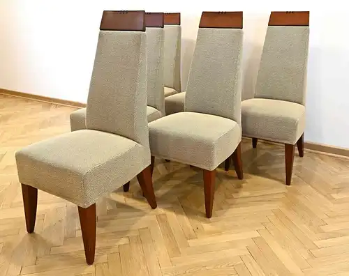 Fünf elegante Nussbaum Stühle aus dem Art Deco Antik Kolosseum