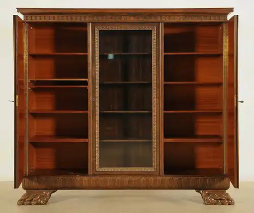Dreitüriger Neorenaissance Bücherschrank mit Glasscheibe Antik Kolosseum