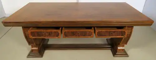 Einzigartiger Schreibtisch mit Auszugsplatten und Intarsien Antik Kolosseum