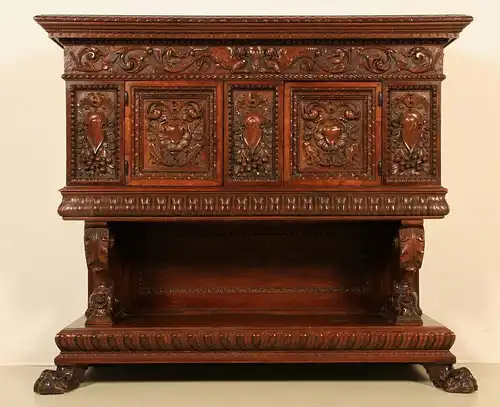 Neorenaissance Highboard mit schönem Schnitzwerk um 1920 Antik Kolosseum