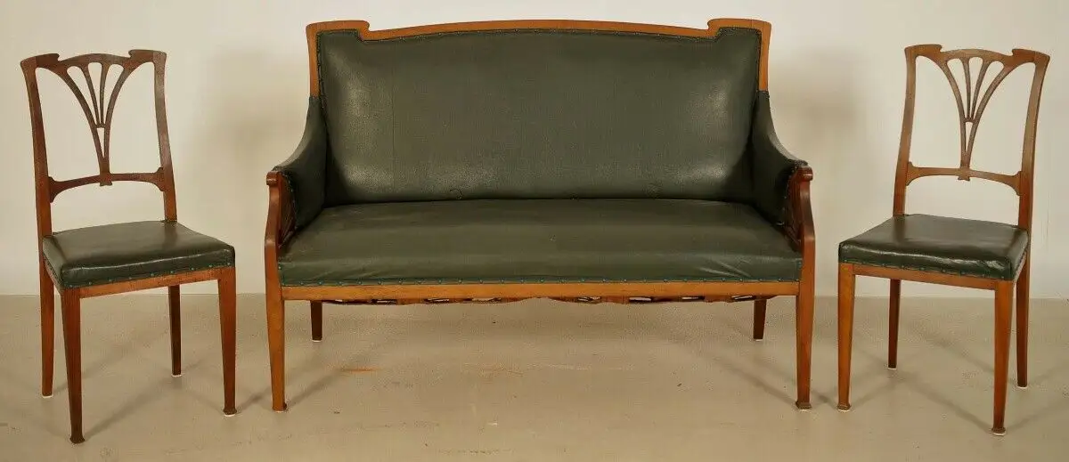 Elegante Jugendstil Sitzgruppe aus Mahagoni gefertigt um 1900 Antik Kolosseum 0
