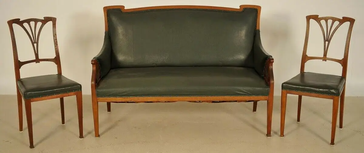 Elegante Jugendstil Sitzgruppe aus Mahagoni gefertigt um 1900 Antik Kolosseum 1