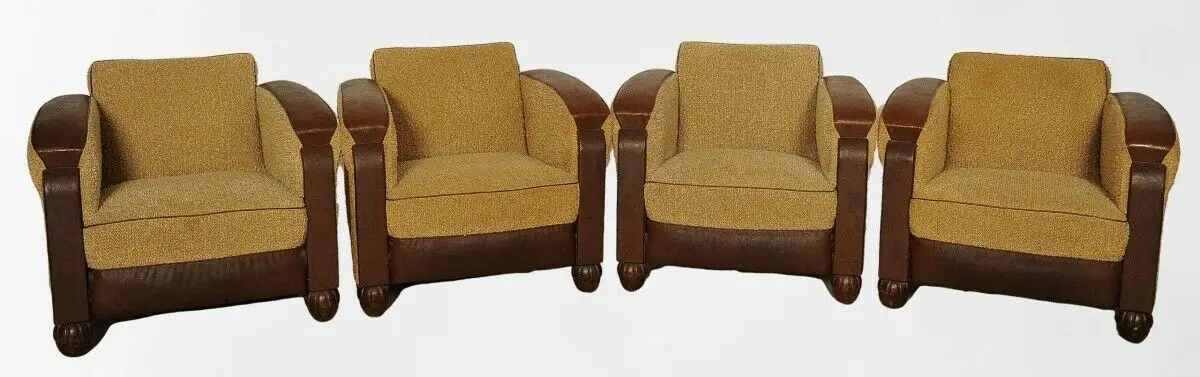Vier Art Deco Cocktailsessel gefertigt um 1920 aus Eiche Antik Kolosseum 0