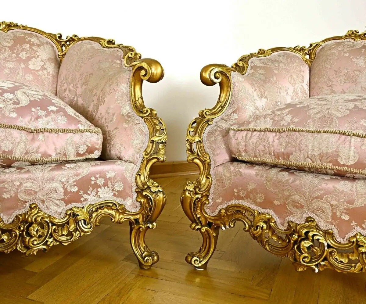 Exquisite Salonsitzgruppe im Neorokoko-Stil Sofa, Sessel, Tisch Antik Kolosseum 2