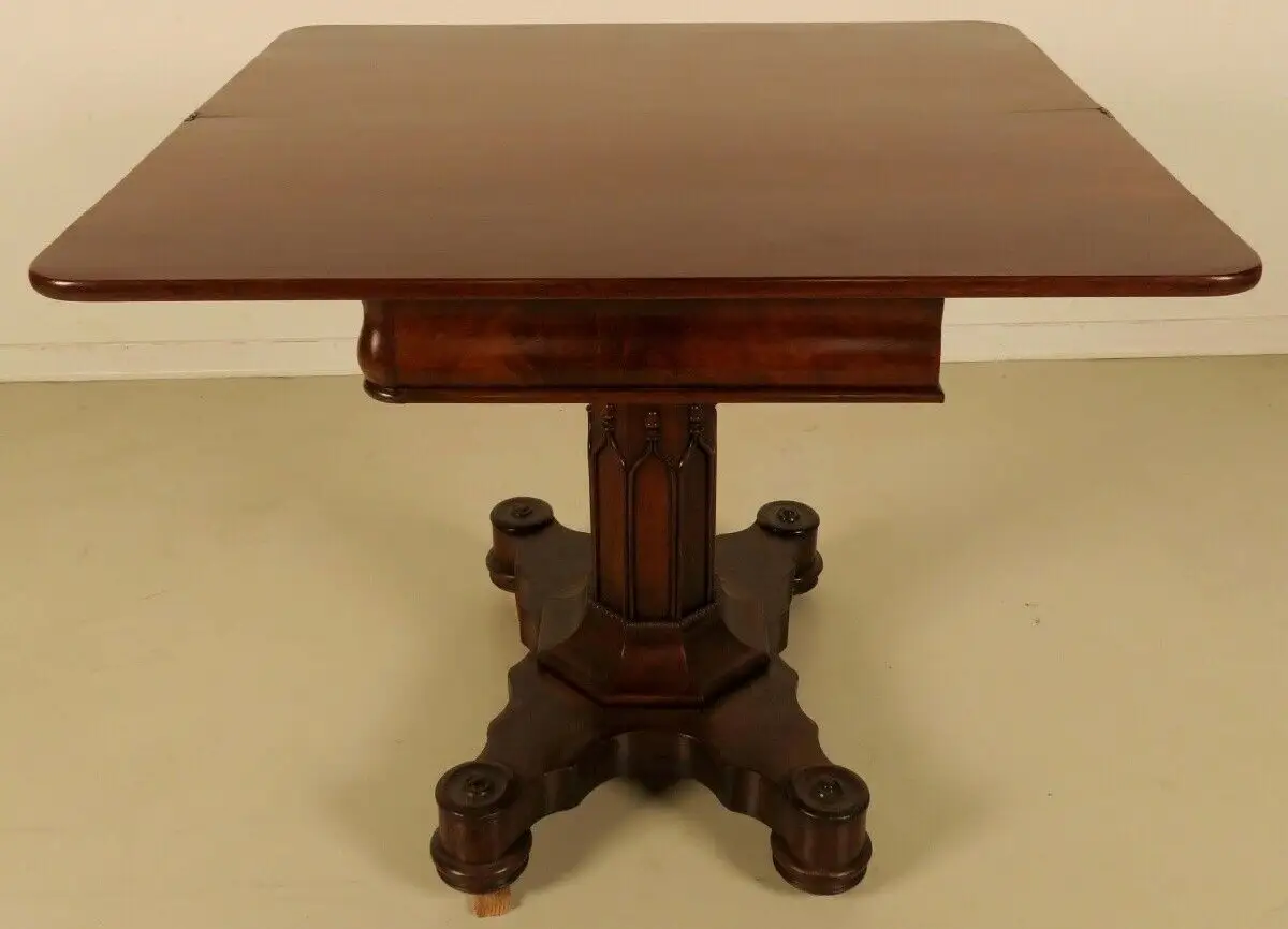 Biedermeier Konsol- Spieltisch gefertigt um 1830 aus Mahagoni Antik Kolosseum 1