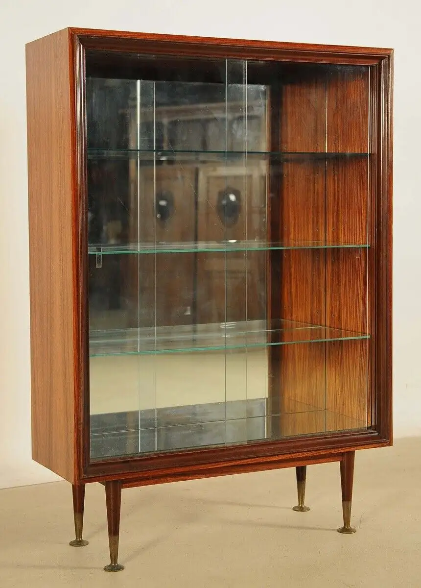 Elegante Designer Vitrine aus Palisanderholz mit Glasböden Antik Kolosseum 1