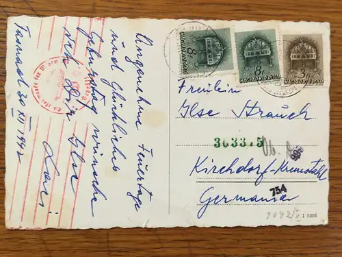 [Glückwunschkarte] III. Reich Zensur, Fasnaat ? Ungarn - Kirchdorf ( Ostmark ). 