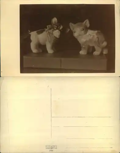 Postkarte23158 - 2 Figuren - Foto - Katze und Hund Keramik