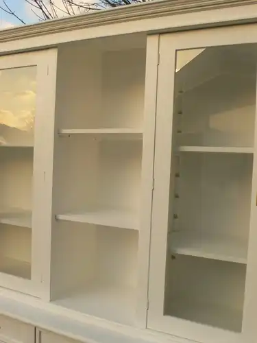 Ladenschrank Ladenwand Ladeneinrichtung Büchervitrine weiß 250cm